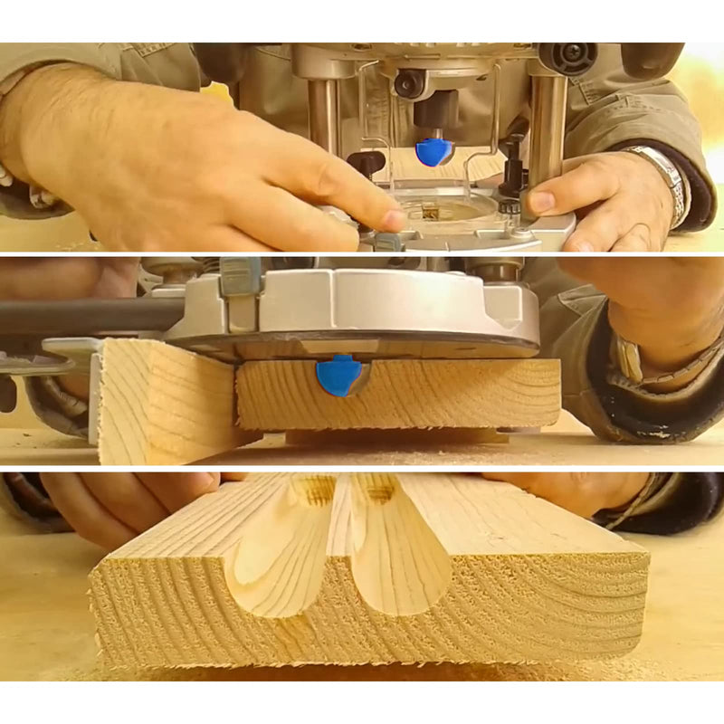 1/4 Inch Shank Cove Box Router Bit - 1/4" 5/16" 3/8" 1/2" 5/8" 3/4" 7/8" 1" Cutting Diameter Solid Carbide Double Flute Core Box Round Nose Woodworking Tool 8 Pcs Cove Box Bit 8PCS-Blue
