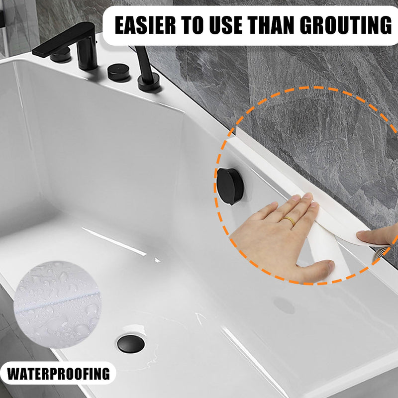 [Australia - AusPower] - White Caulk Tape Bath & Kitchen Self Adhesive Caulking Tape Waterproof - Toilet Caulk Strip - Bathtub Sealing Strip Tape Caulk - Bathroom Shower caulking tape,4-Roll 