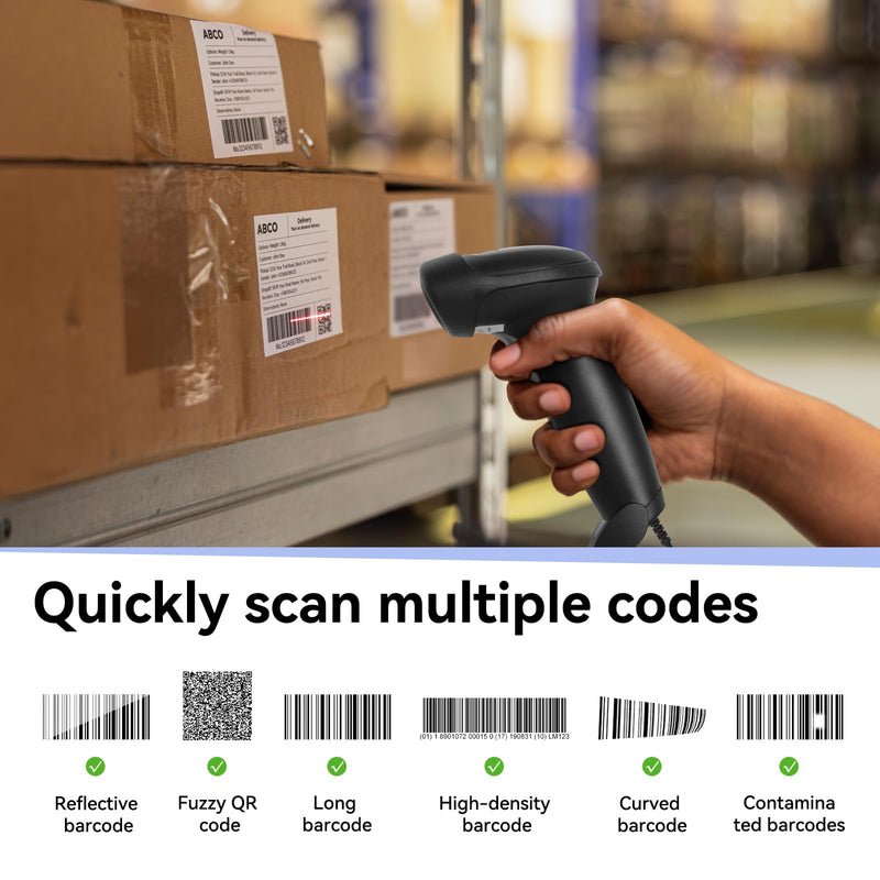 [Australia - AusPower] - YANZEO S200 2D Barcode Scanner - High Speed USB Barcode Scanner, QR Code Scanner for POS, Inventory and Retail - Plug & Play 