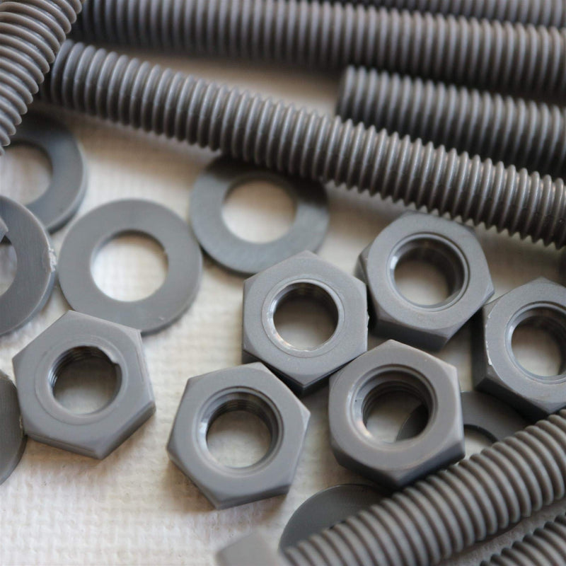 [Australia - AusPower] - 50 x Hexagon Head Screws Grey PVC Plastic nuts and bolts, Hex Head, oxidation resistant, weather resistant, UPVC, Plastic nuts and bolts, M6 x 60mm, (15/64 x 2-23/64 in) 
