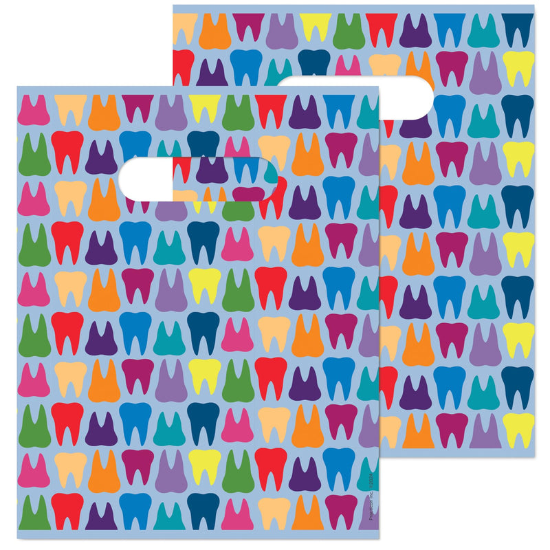 [Australia - AusPower] - Practicon Rainbow Teeth 8" x 10" Dental Giveaway Bag, Dental Hygiene Patient Care Goodie Bag, Dentist Office Plastic Gift Bags, 100 Pack 8" x 10" 