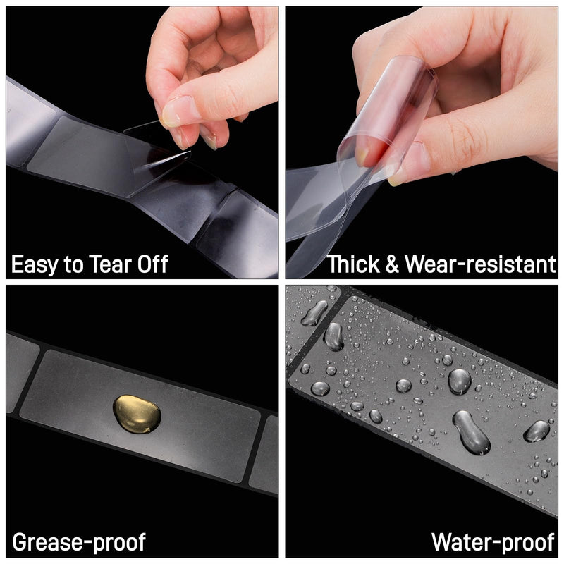 Pumtus 1200 Pcs Clear Label Protectors, 3.14 x 1.18 Waterproof Rectangle Label Stickers, Transparent Wafer Seal Sticker, Protective Barcode Label Cover for Package Envelope Mail Books Number
