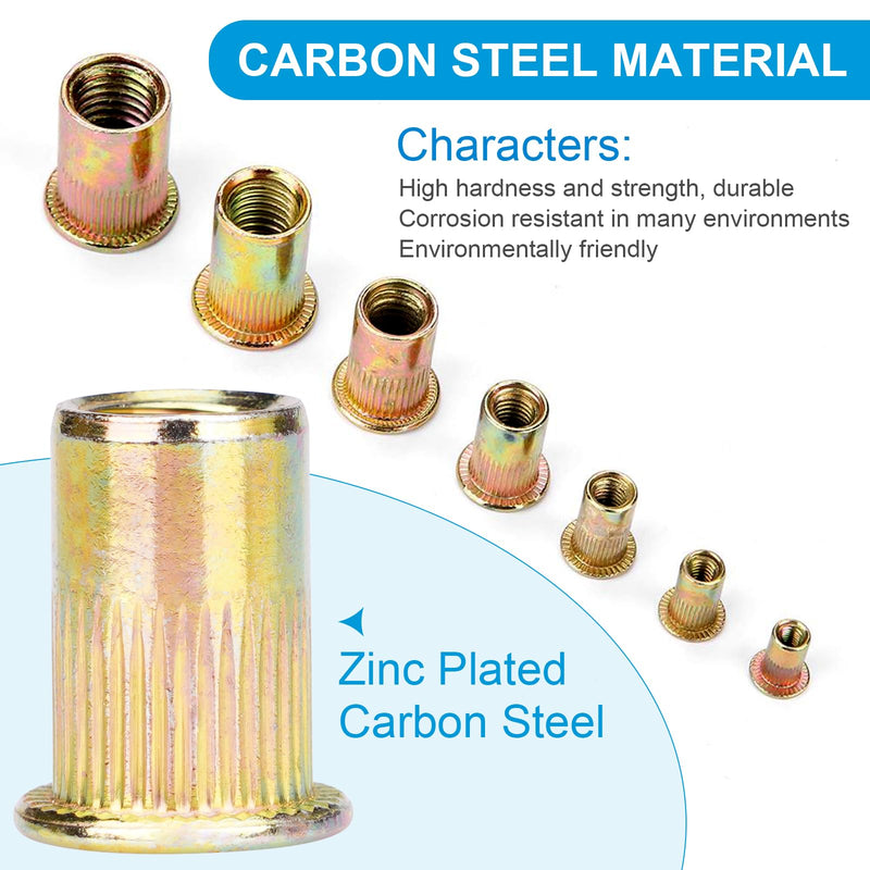 [Australia - AusPower] - Rivet Nuts, 50 Pieces 5/16"-18, Rivet Nut, Carbon Steel Flat Head Rivnut Threaded Insert Nut, Knurled Body Nuts 50PCS-5/16" 