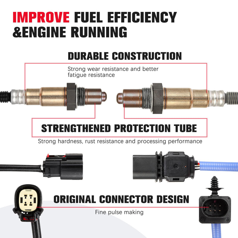 Oxygen Sensor Upstream Downstream O2 Sensor Set 2PCS Replacement for Ford Focus 2012 2013 2014 2.0L, for Fusion 2013-2014 1.6L, for Lincoln MKC 2015 2.3L 234-5113 234-4575 8F9Z-9F472-H CV6Z-9G444-A