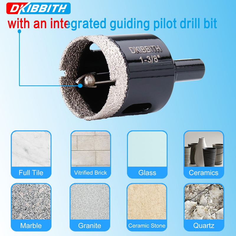 [Australia - AusPower] - 1-3/8" Diamond Hole-Saw Bits with Pilot Drill Bit - 2pc 1-3/8 in Diamond Tipped Tile Hole Saws with Guiding Bit for Accurate Drilling, for Porcelain Tile Ceramic Pots Granite Stone Glass Bottles 35mm (35mm)1-3/8" 
