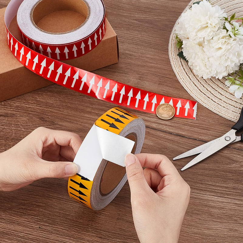 AHANDMAKER 2 Pcs Flow Arrow Tape Pipe Identification Marking Stickers with Reflective Strips Adhesive Arrow Labels for Pipe Flow Directional Identification Pipe Markers 1.2 inch x 131 ft