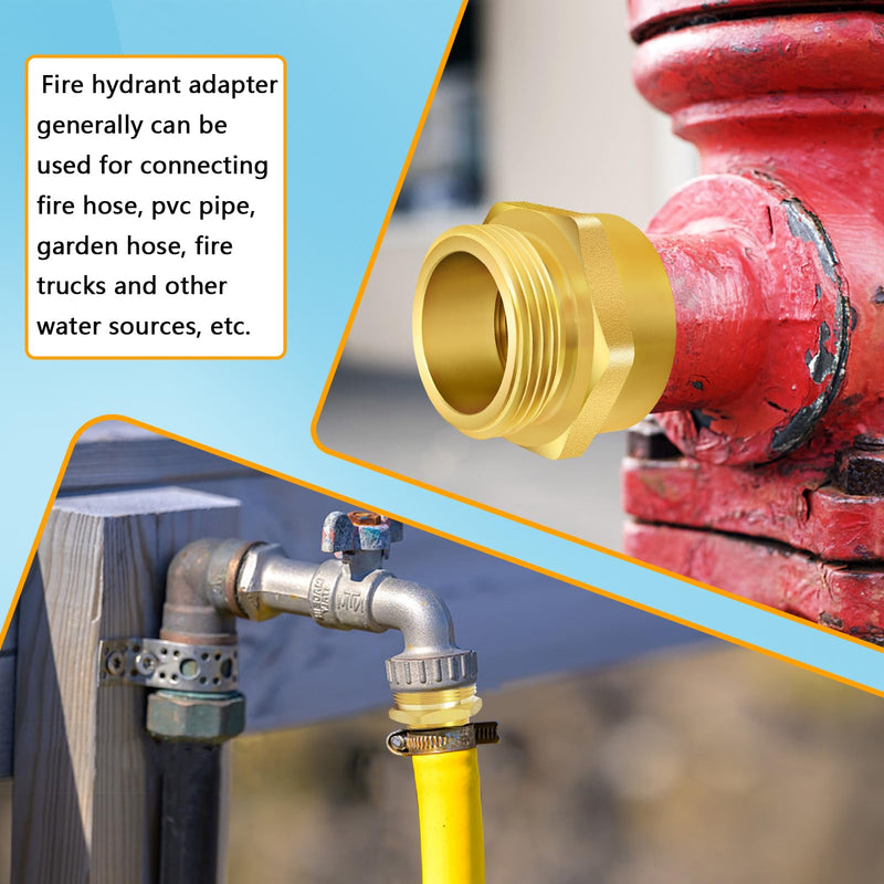 [Australia - AusPower] - Fire Hydrant Hex Nipple, 2" NPT x 1-1/2" NST (NH) Male Fire Hydrant Hose Adapter Fitting Double Male Brass Fire Hydrant Connector 2" NPT Male x 1-1/2" NST Male 