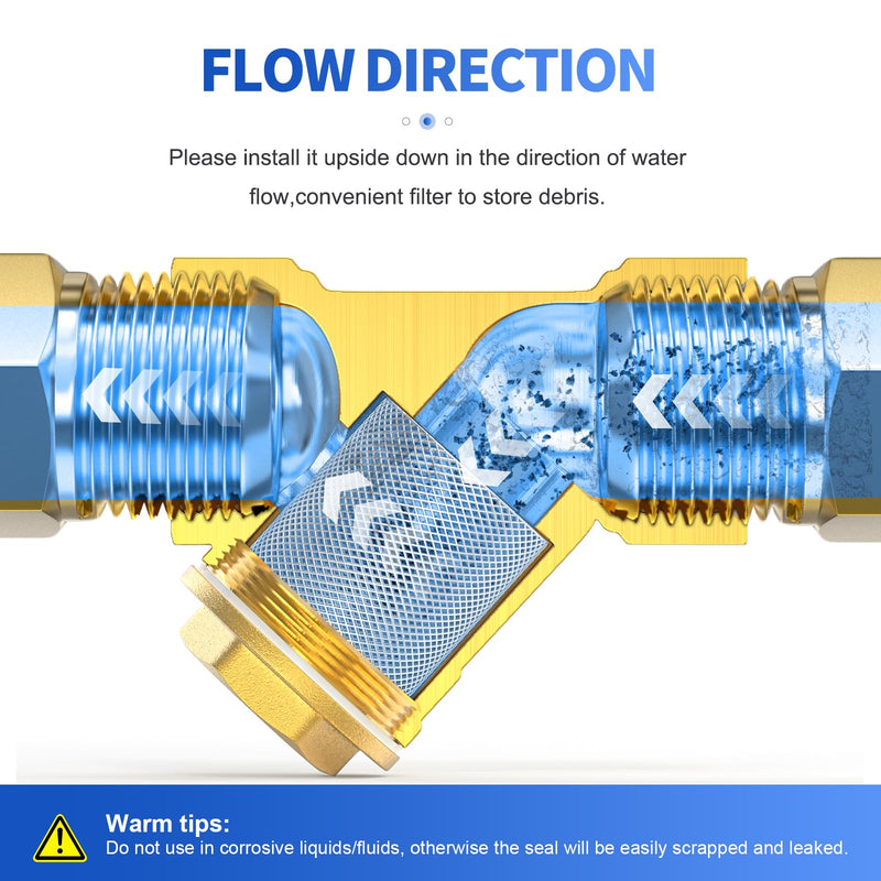 1 x Brass Y Strainer Mesh Filter Valve, 1/2 Inch BSP DN15 Female Thread Connection Valve for Water/Oil Separation 1/2" BSP (DN15 1Pcs)