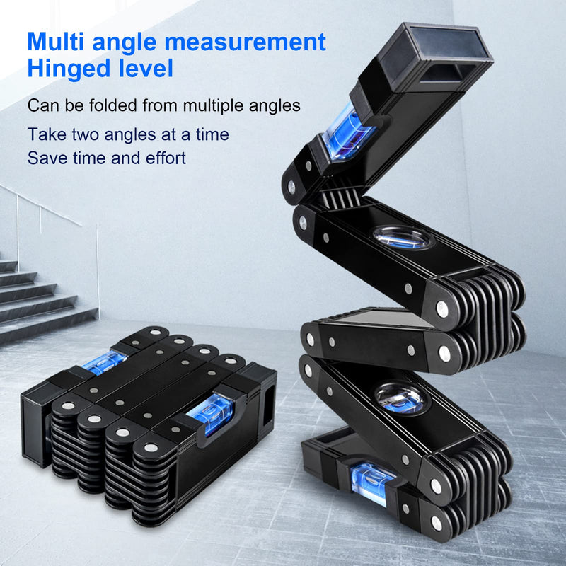 [Australia - AusPower] - Topyond Magnetic Torpedo Level, Folding Level Ruler, Aluminum Alloy, 4 Bubble Multifunction Multi Angle Accurate Foldable Level Measuring Tool for Precise Leveling 