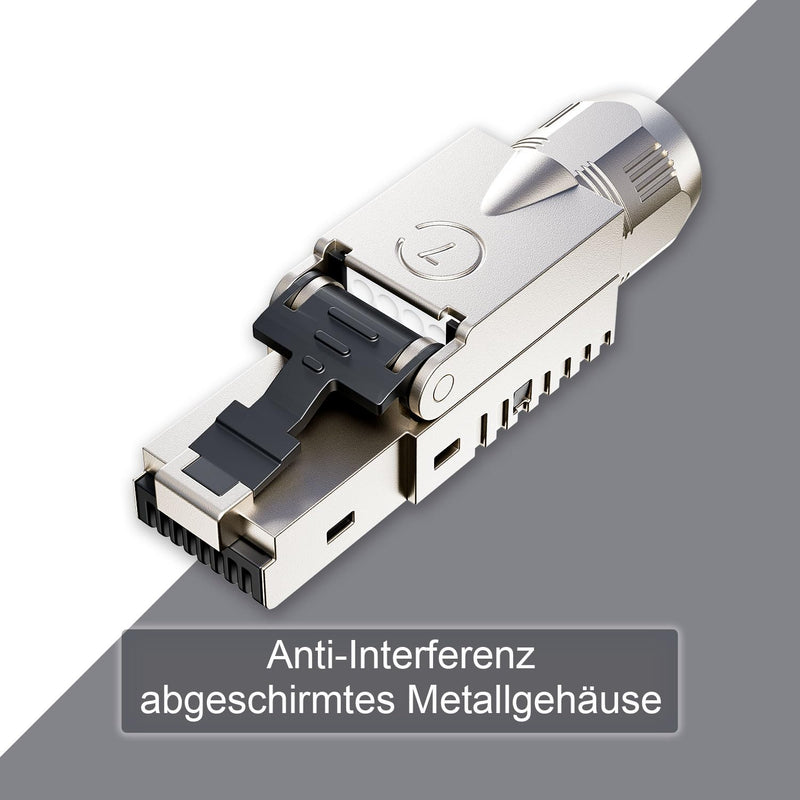 FGB RJ45 CAT7 Network Connectors 10Gbps 600MHz (Pack of 4) | Lan plug, shielded, LSA RJ45 plug, tool-free, for installation cable CAT7 / CAT6A AWG 22-24 4 pcs.