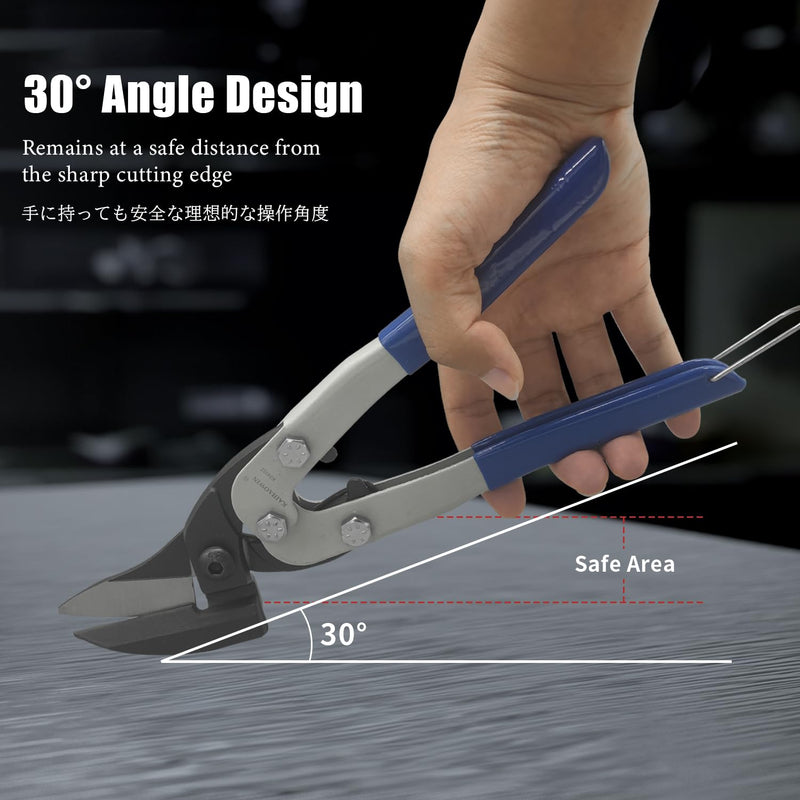 [Australia - AusPower] - 10" Tin Snips-KAIHAOWIN Aviation Metal Snip Iron Cutting Scissors Heavy Duty Industrial Shears for Cutting Hardware Cloth/Metal Sheet/Carpet/Cardboard 