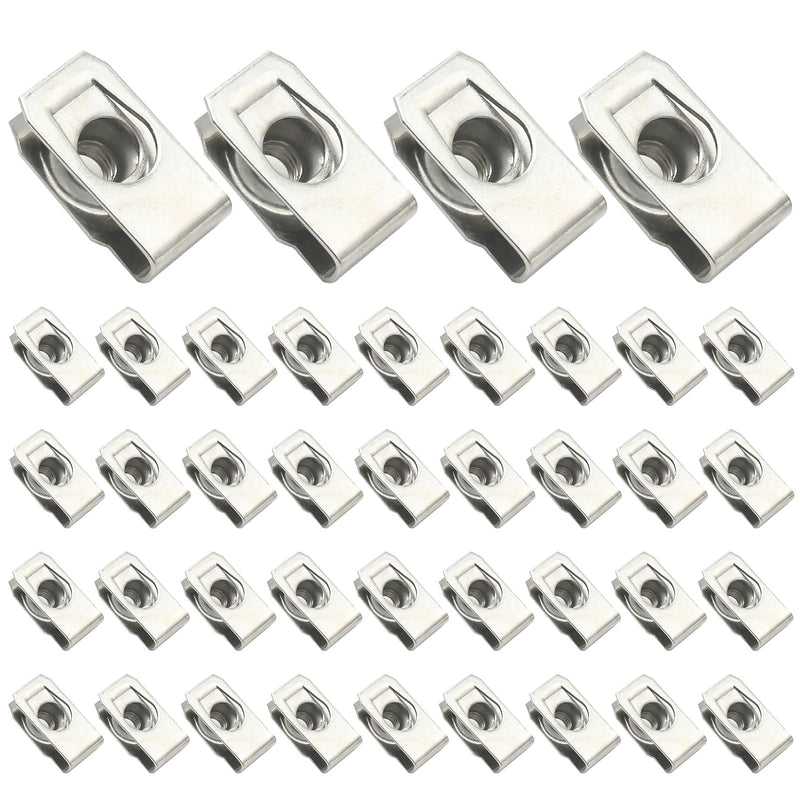 [Australia - AusPower] - 40 PCS 1/4inch M6 U Nuts, Stainless Steel U-Clip Nuts, Anti-Rust U-Fasteners for Repair Modification Needs 