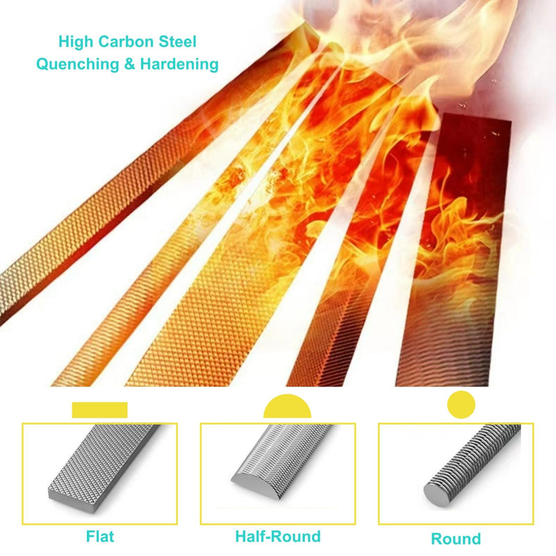 [Australia - AusPower] - 6 Piece Metal Needle File Set - 4-inch,Carbon Steel Files for Metal, Wood & Jewelry | Includes Flat, Warding, Square, Triangular, Round, and Half-Round Files 6pcs 4in 