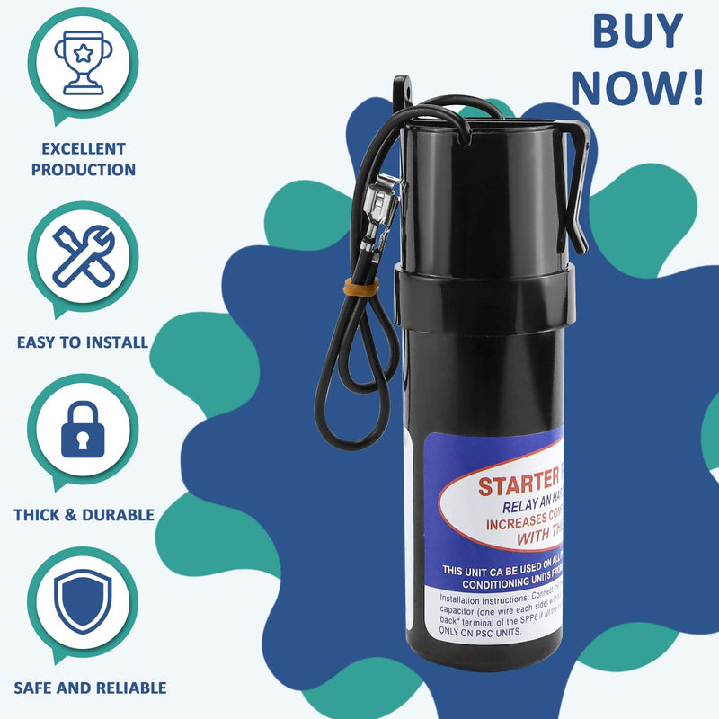 [Australia - AusPower] - SPP6 Hard Start Kit for Air Conditioner,AC Hard Start Capacitor,Increases Starting Torque 500% from 4,000 BTU Window Units to 120,000 BTU Commercial Units(1/2 Thru 10 H.P.) SPP6(Increases Torque 500%) 