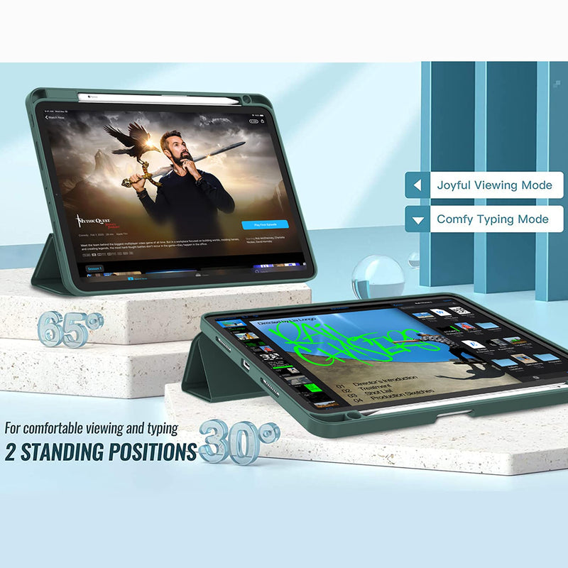 [Australia - AusPower] - ZryXal New iPad Pro 11 Inch Case 2022(4th Gen)/2021(3rd Gen)/2020(2nd Gen) with Pencil Holder, Smart iPad Case [Support Touch ID and Auto Wake/Sleep] with Auto 2nd Gen Pencil Charging (Midnight Green) Midnight Green 