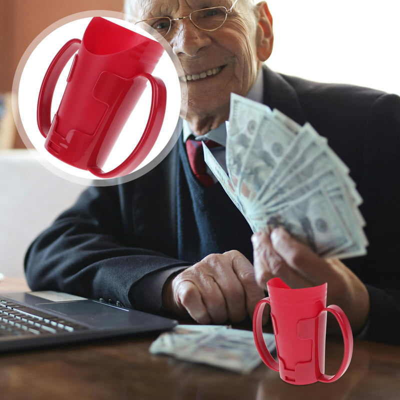 [Australia - AusPower] - Beaupretty Nosey Cup with Handles Cut Out Drinking Cup Dysphagia Cup Hospital Cups for Adults Elderly Disabled Hospital Patients Red 