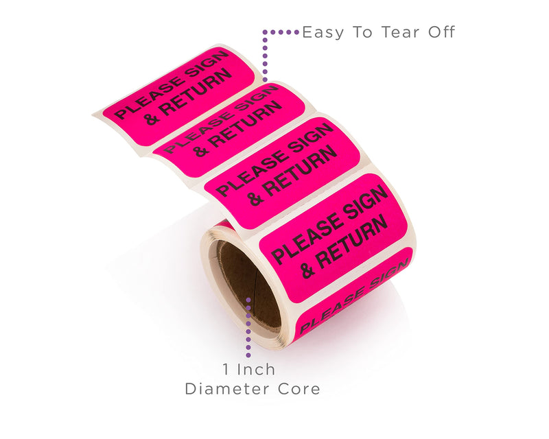 [Australia - AusPower] - Carstens Medical Stickers – Please Sign & Return Alert and Instruction Labels for Medical Charts, Pink and Black, Roll of 100 Patient Chart Labels, W1.5" x H.75" 