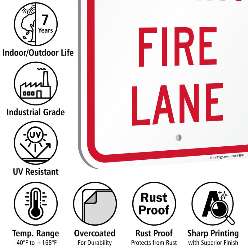 SmartSign No Parking - Fire Lane Sign | 12 x 18 Inches Engineer Grade Reflective ACM, Overcoated for Protection, Rust-Free, Made in USA 12" x 18" - EG ACM