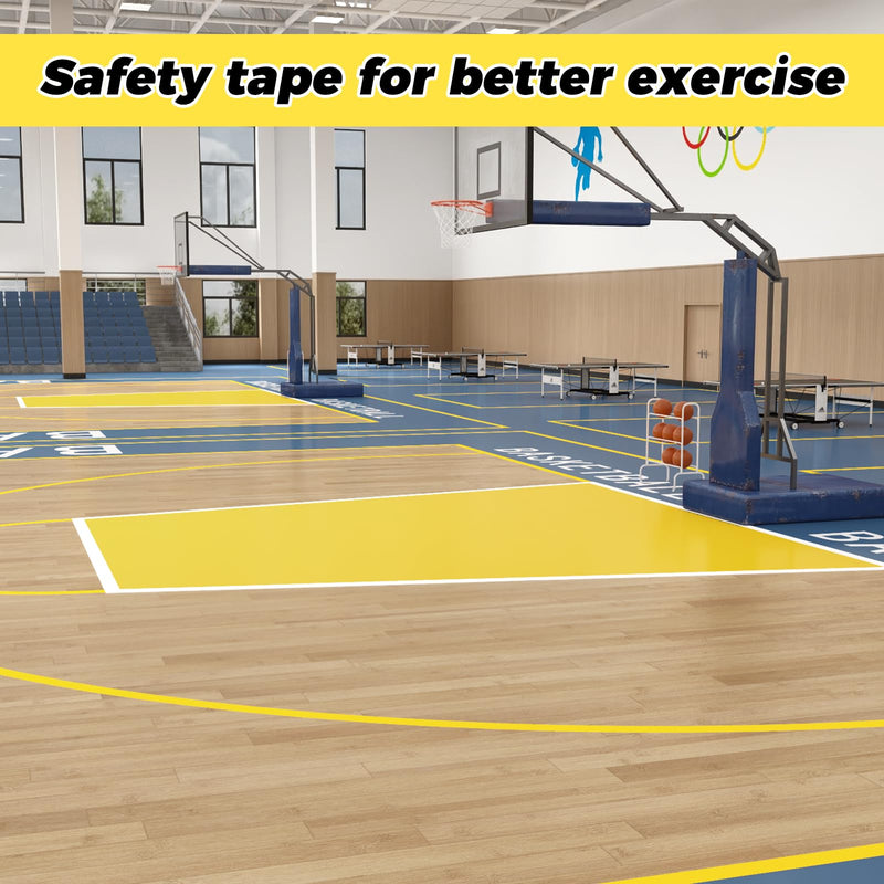 SWRT 2" x 110FT Yellow Floor Marking Tape and Dance Splicing Tape, Caution Gym Floor Tape Warning Safety Stripe Tape for Floor Marking, Athletics, School, Restaurants, Equipment and More