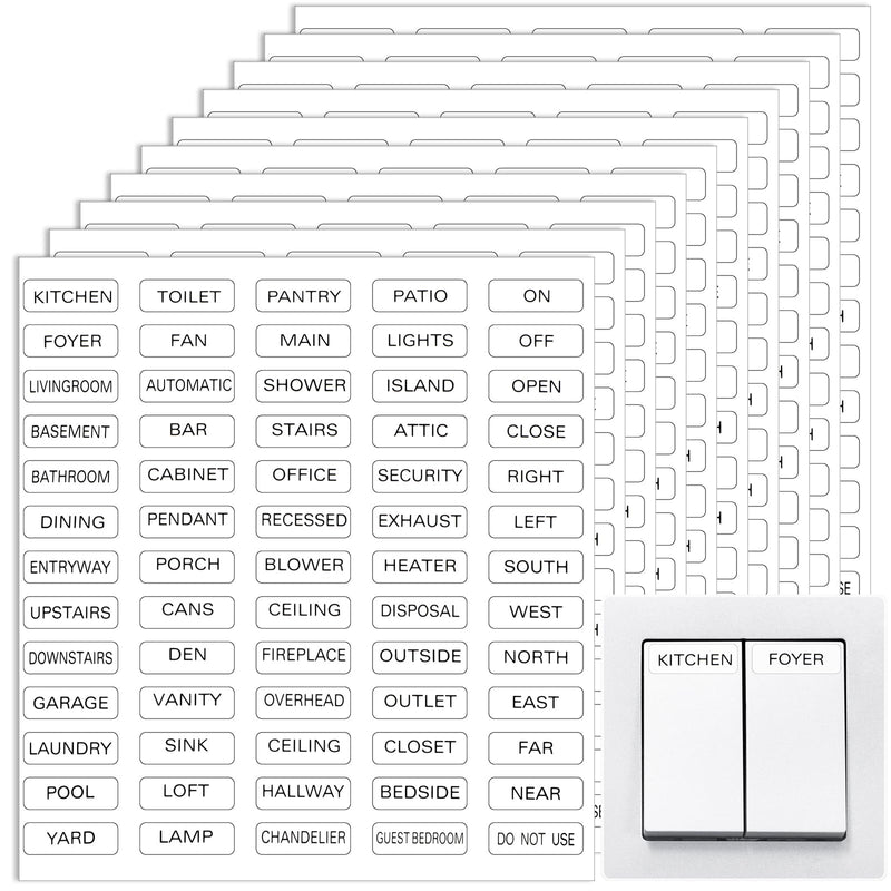 975 Pcs Light Switch Labels, Waterproof Clear Switch Stickers Transparent Switches Identification Stickers Label for Home Office