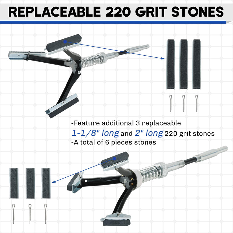 [Australia - AusPower] - 2PCS Engine Cylinder Hone Tool | 1" to 2-3/4" and 1-1/4" to 3-1/2" Diameter Adjustable Deglazer with Extra 6PCS Stones 220 Grit Engine Cylinder Hone Set for Grinding Holes (1-1/8" and 2") 1-1/8" and 2" 