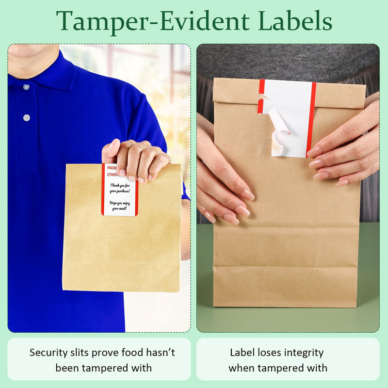 ReliThick 500 Pcs Tamper Seal Stickers 2.2'' x 6'' Tamper Evident Thermal Labels Proof Stickers Evident Safety Seal Writable Adhesive Proof for Drink Gift Packing