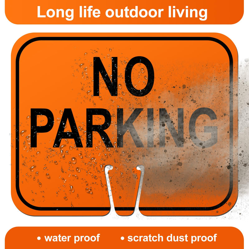 Geetery 6 Pcs Traffic No Parking Signs 12.6 x 10.4 Inch Orange Detour Signs Cone Top Traffic Road Warning Directional for Barricade Outdoor Construction