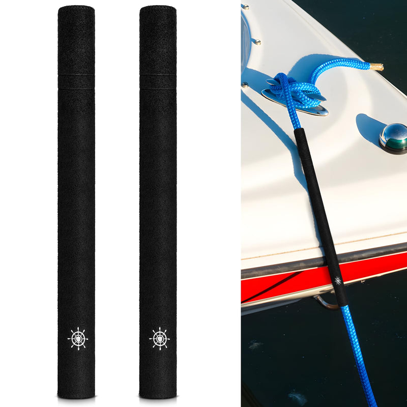 Dock Line Chafe Guards 24 Inch Removable Anti Chafe Protective Boats, Dock Lines Black Rope Protector Eliminates Squeaking Protects Boat from Wear 2