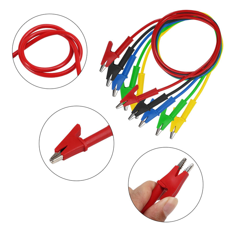 [Australia - AusPower] - 5PCS Alligator Clips Test Leads Dual Ended Crocodile Wire Cable with Insulators Clips Test Flexible Copper Cable for Electrical Testing 3.3ft/1m 