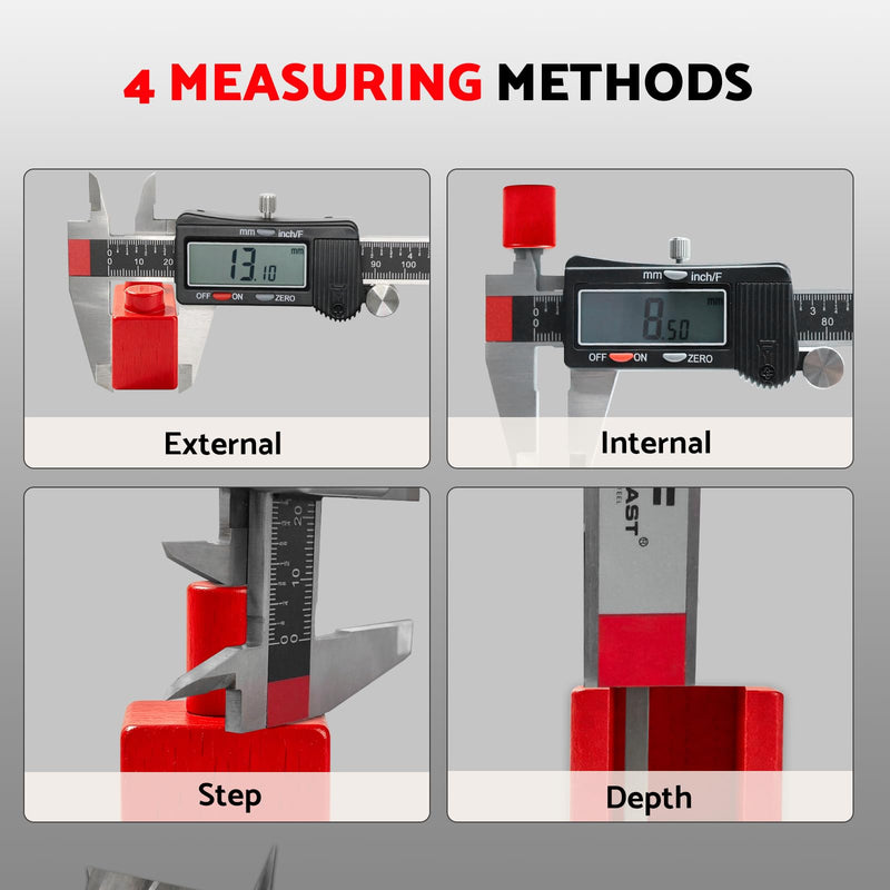 S&F STEAD & FAST Digital Calipers 6 inch, Caliper Measuring Tool, Stainless Steel Digital Micrometer to Measure Inch Fractions Millimeter, Auto-Off Vernier Caliper for DIY, Woodworking