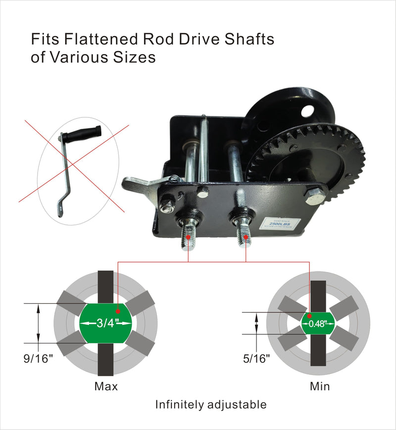 [Australia - AusPower] - Adjustable Winch Adapter for Cordless Drill，Fits Flattened Rod Drive Shafts of Various Sizes，3/8" Drive or 1/4" Hex Shank Drive 