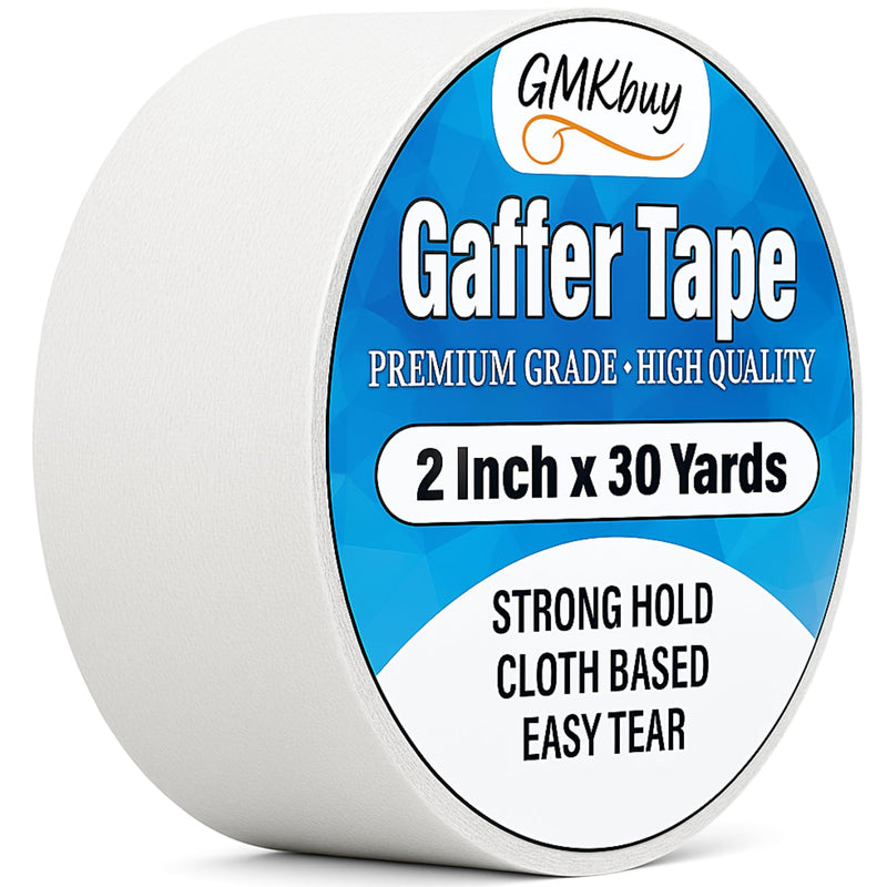 2 in x 30 Yd White Gaffers Tape – Heavy Duty, Non-Reflective, Easy to Tear, Waterproof Matte Gaffer Stage Tape – Gaff Cloth Tape for Photography, Filming Backdrop & Production 2 Inch x 30 Yards - [1 Pack]
