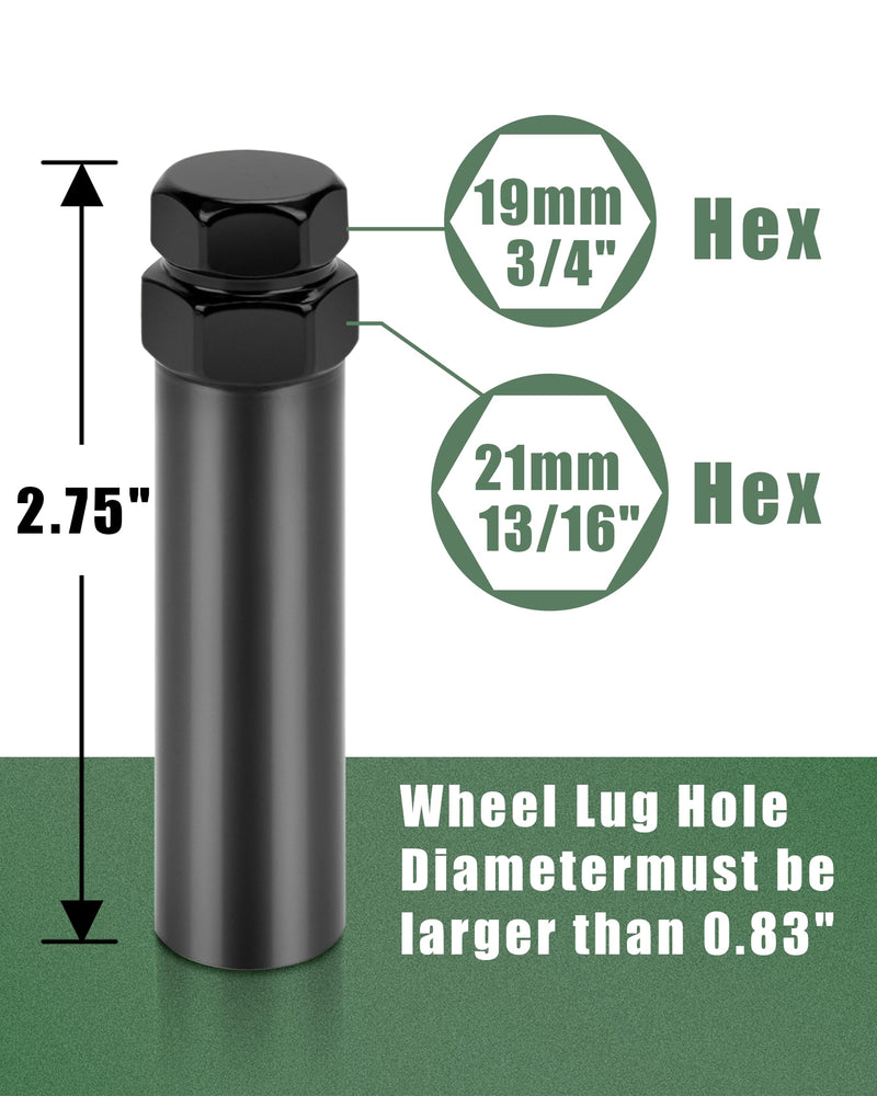 [Australia - AusPower] - Small 6 Point Spline Lug Nuts Key Tuner Socket Tool -Diameter Lock Lug Nut Key Compatible with 3/4 in (19mm) and 13/16 in(21mm) Hex Replacement Socket 12x1.5 12x1.25 1/2-20 10x1.25 3/8-20 Black 