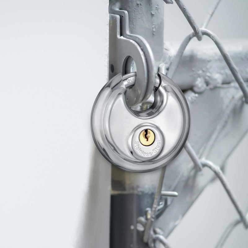 [Australia - AusPower] - Puroma Keyed Padlock, Stainless Steel Discus Locker Lock Heavy Duty Locks with 3 Keys, Waterproof Outdoors Gate Storage Unit Lock with 3/8 Inch Shackle for Warehouse, Gym Storage Locker (1 Pack) Large 1 Pack Silver 