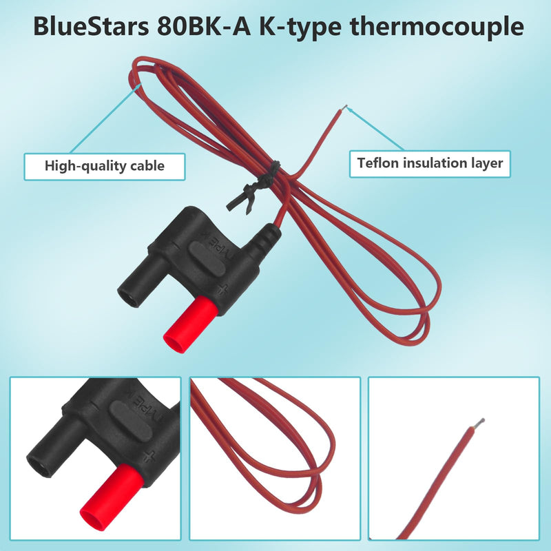 [Australia - AusPower] - 80BK-A Type K Thermocouple, Temperature Bead Probe, Clamp for Fluke Multimeter. 