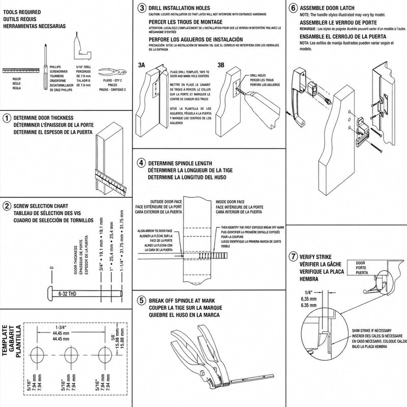 PEUTIER Push Button Storm Door Latch, Heavy Duty Screen Doors Latch with Mounting Hardware Screen Door Closer Replacement for Out-Swinging Doors 5/8" to 1-1/2" Thick set 2