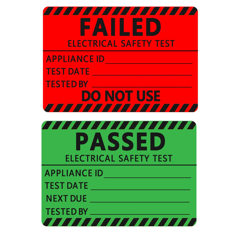 250 Pcs Pass PAT Testing Labels with 50 PCS Fail Appliance Testing Labels Portable Appliance Safety Test Stickers (2x1.3 Inch)