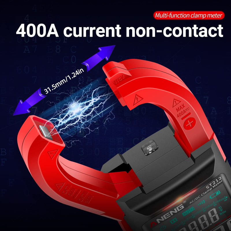 [Australia - AusPower] - ANENG Clamp Meter Multimeter Tester Auto Ranging Trms 6000 Counts AC/DC Current Voltage Ohm Volt Amp Meter Meansures NCV Continuity Diode Resistance Capacitance Null/Fire Wire Electrical Tools 