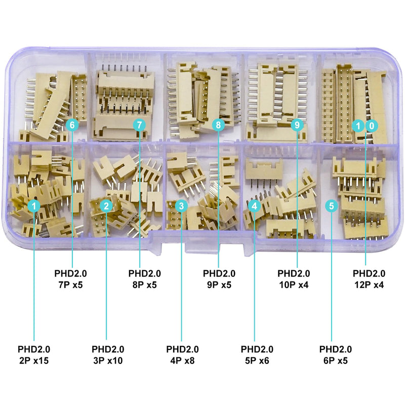 [Australia - AusPower] - JST Connector Kit, PHD2.0 Dual Row DIP Header Jst 2mm Pitch IC Socket Plugs Adapter, JST-PHD 2 * 2/3/4/5/6/7/8/9/10/12Pin DIP Header Through Hole Type Vertical Header (PHD2.0-DIP-Ver) JST-2.0MM-PHD-DIP-Vertical Header 