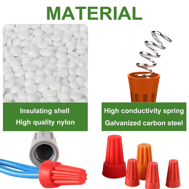 [Australia - AusPower] - 255PCS Electrical Wire Cap Connectors Nuts Kit, Insulating Insert Twist Wire Connectors with Spring, Screw on Terminals Assortment Set Quick Connection 