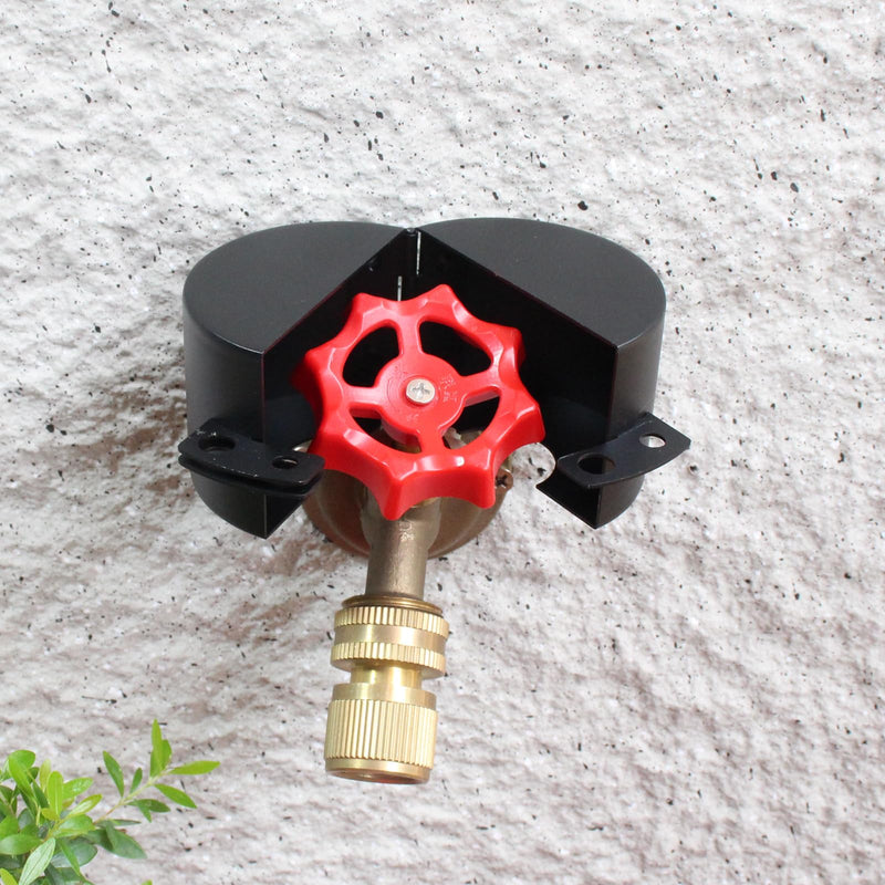 Water Spigot Lock Outdoor Faucet Lock System Gate Valve Lockout Device Hose Bib Lock Childproof Exterior Faucet Locks, Prevent Water Bandit and Stop Unauthorized Water Use, Metallic Black, Metal