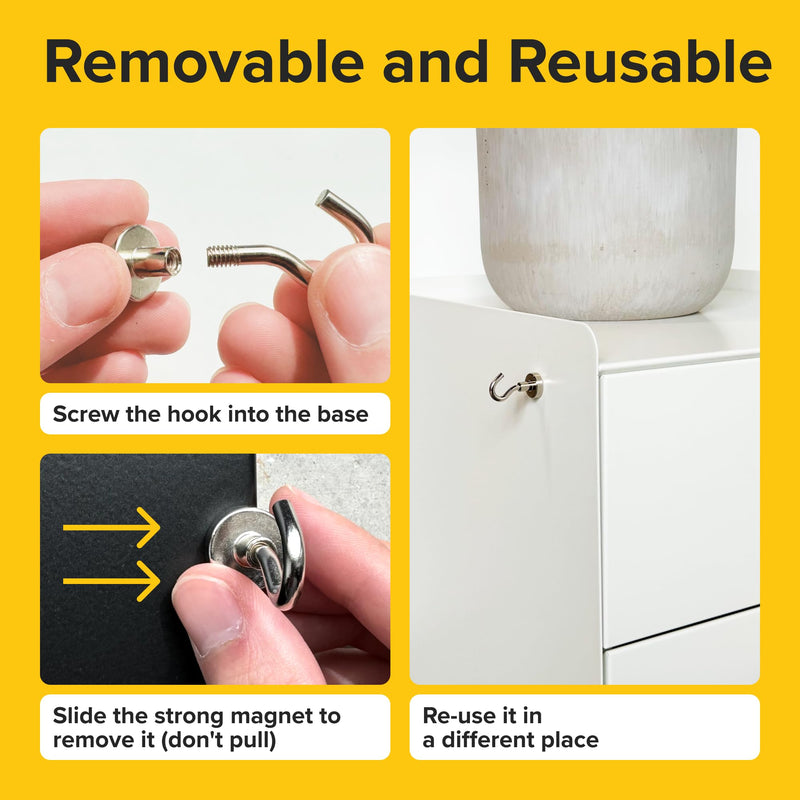 [Australia - AusPower] - Magnetic Hooks 27 LBS (Pack of 6) - Heavy Duty Neodymium Magnetic Hooks for Cruise Cabins - Strong Rare Earth Magnets for Hanging on Refrigerator, Grill, Cruise Cabin Walls, Ship Essentials 6 Pack 27 lbs 