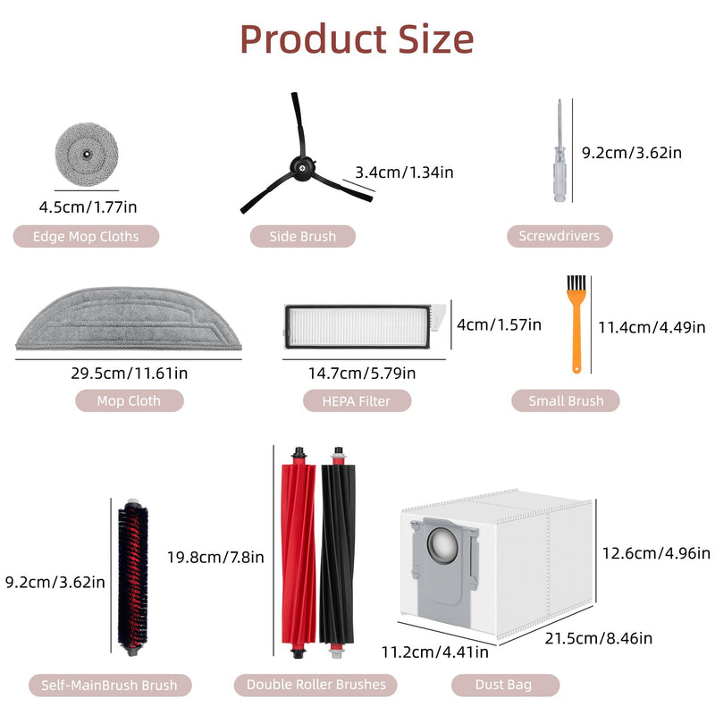 28 Pack Accessories Compatible with Roborock S8 MaxV Ultra Robot Vacuum,Main Brushes,Dust Bags,Mop Cloths,Edge Mop Cloths,Filters,Side Brushes,Self-Main Brush,Cleaning Brush, Screwdriver 28 Pack