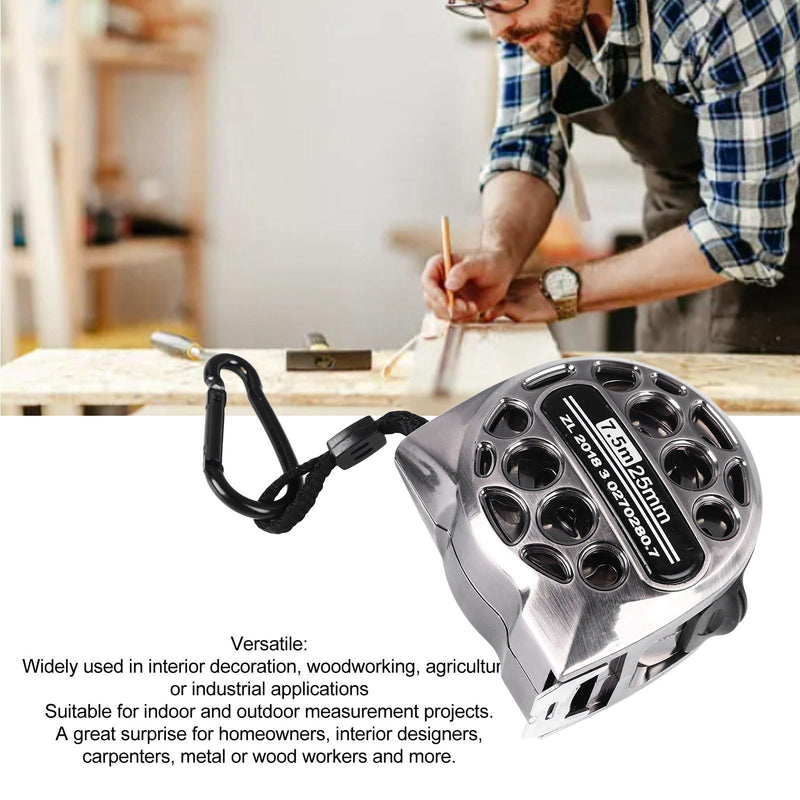 [Australia - AusPower] - Stainless Steel Measuring Tape Retractable Ruler with Hollow Design for Woodworking Construction Home Improvement and DIY Projects 7.5m 