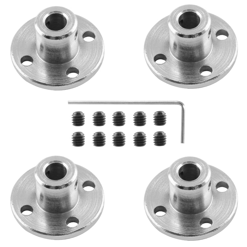 [Australia - AusPower] - 4 Pcs Rigid Flange Shaft Coupling, 5mm High Hardness Metal Guide Coupler, Bearing Fittings Motor Connector with Some M3 Fastening Screw 1 Pcs Hex Wrench for DIY Handmade Model 4 