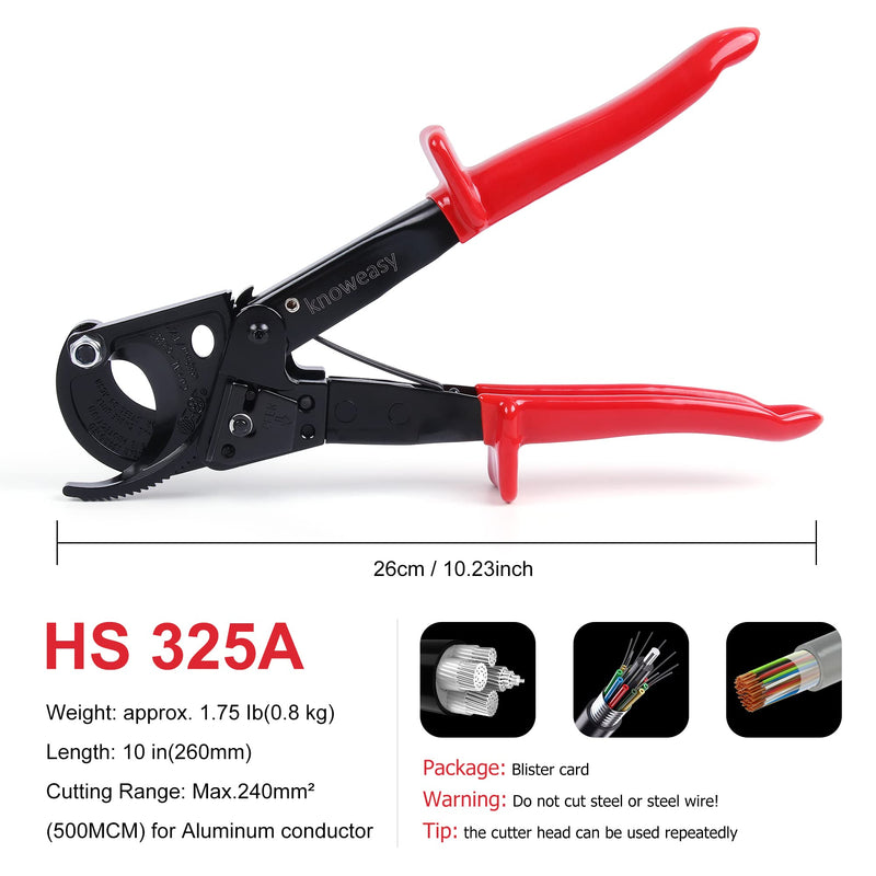 [Australia - AusPower] - Knoweasy Cable Cutter and Ratchet Wire Cutter Works for Aluminum and Multi-core Cables up to 240mm² HS325A 