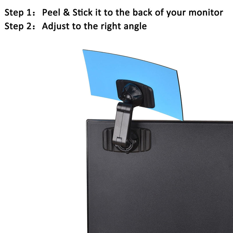 [Australia - AusPower] - Acrylic Wide Angle Rear View Mirror for Desk Computer PC Monitor, Stick-on Convex Mirror for Work Car Personal Safety and Security - 1 Pack 