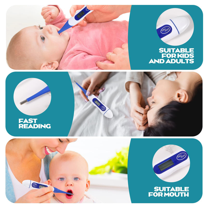 [Australia - AusPower] - TrelaCo 20 Pcs Thermometer for Adults Digital Oral Thermometer for Fever Basal Body Fast Reading Flexible Tip for Underarm Rectal Mouth Temperature Measurement 