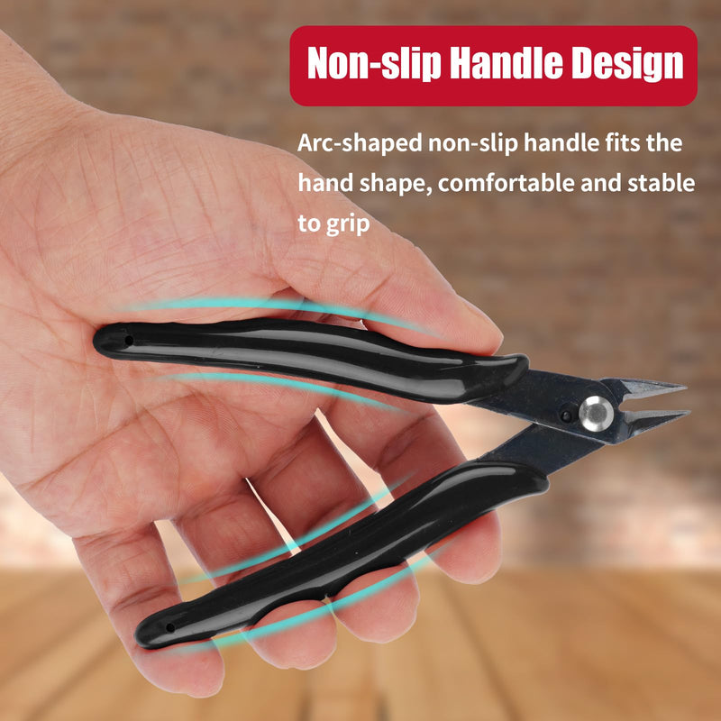 [Australia - AusPower] - 2 Pack Micro Wire Cutters, 5 Inches Flush Cutters Pliers, Diagonal Side Cutters Nippers, Zip Tie Sprue Cutter for Electronics, Plastic Models, Jewelry (Black) Black 2 