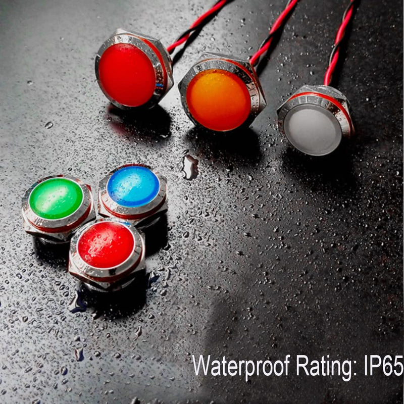 [Australia - AusPower] - 4pcs 110V 20mA Energy Saving Indicator Metal Indicator Lamp Waterproof Signal Lamp Hole Size 16mm Red LED (Spherical Surface Head) 
